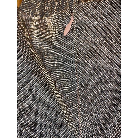 Cache Vintage Bronze Sparkle Square Neckline Party Dress w Scarf 3/4 - Picture 7 of 12